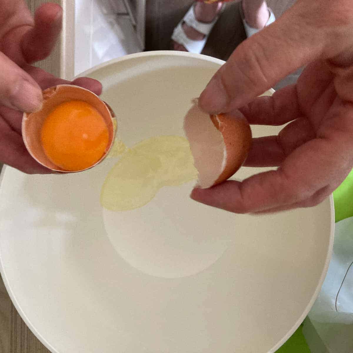 Separating eggs.